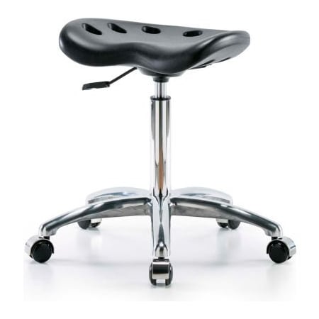 E Com Interion Polyurethane Tractor Stool - Black w/ Chrome Base PTMBSL-CR-NF-CC-BLK